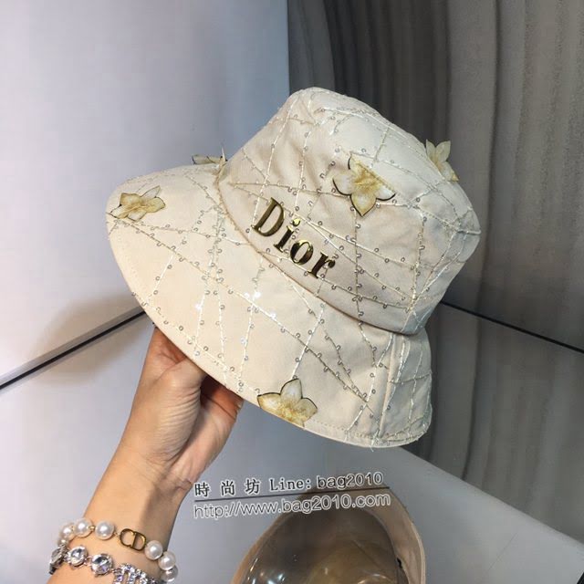 Dior女士帽子 迪奧立體花朵亮片漁夫帽遮陽帽  mm1226